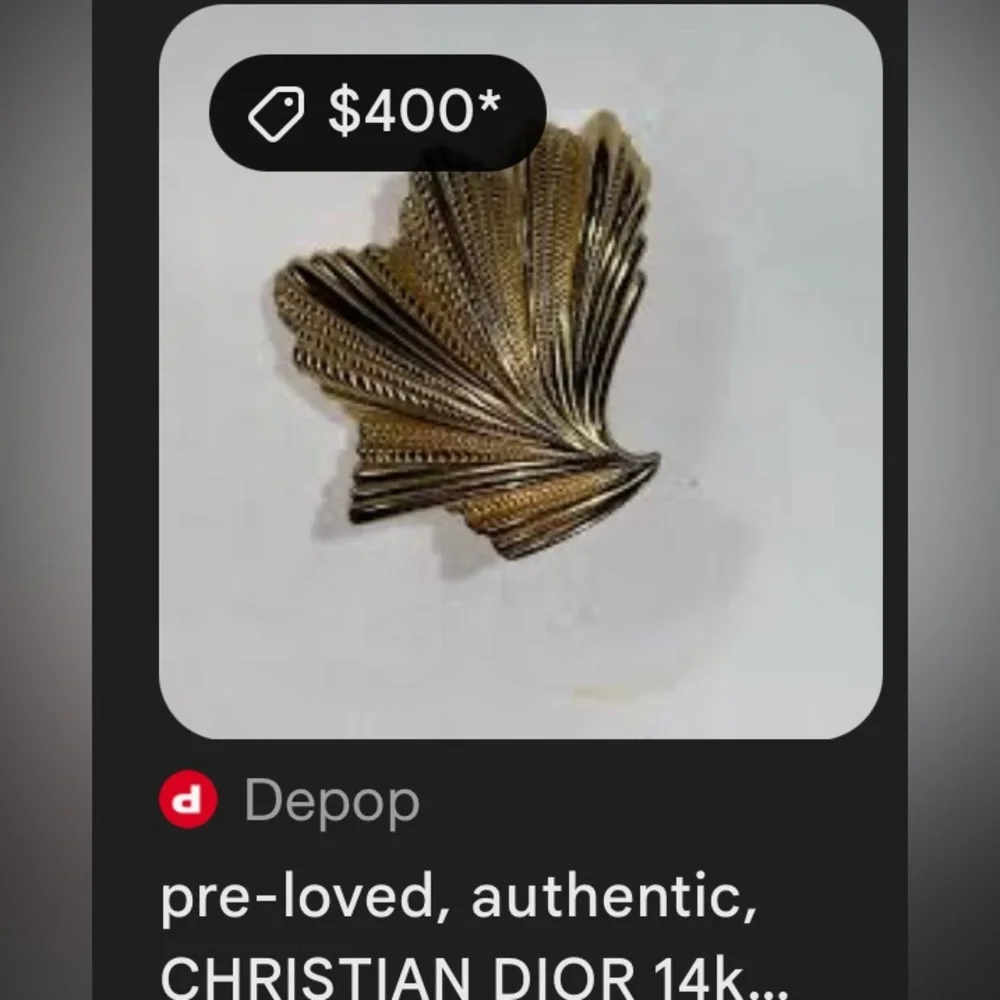 Vintage Chr Dior Leaf Goldtone Gold Tone Brooch Pin Signed Christian Dior RARE - Picture 3 of 8